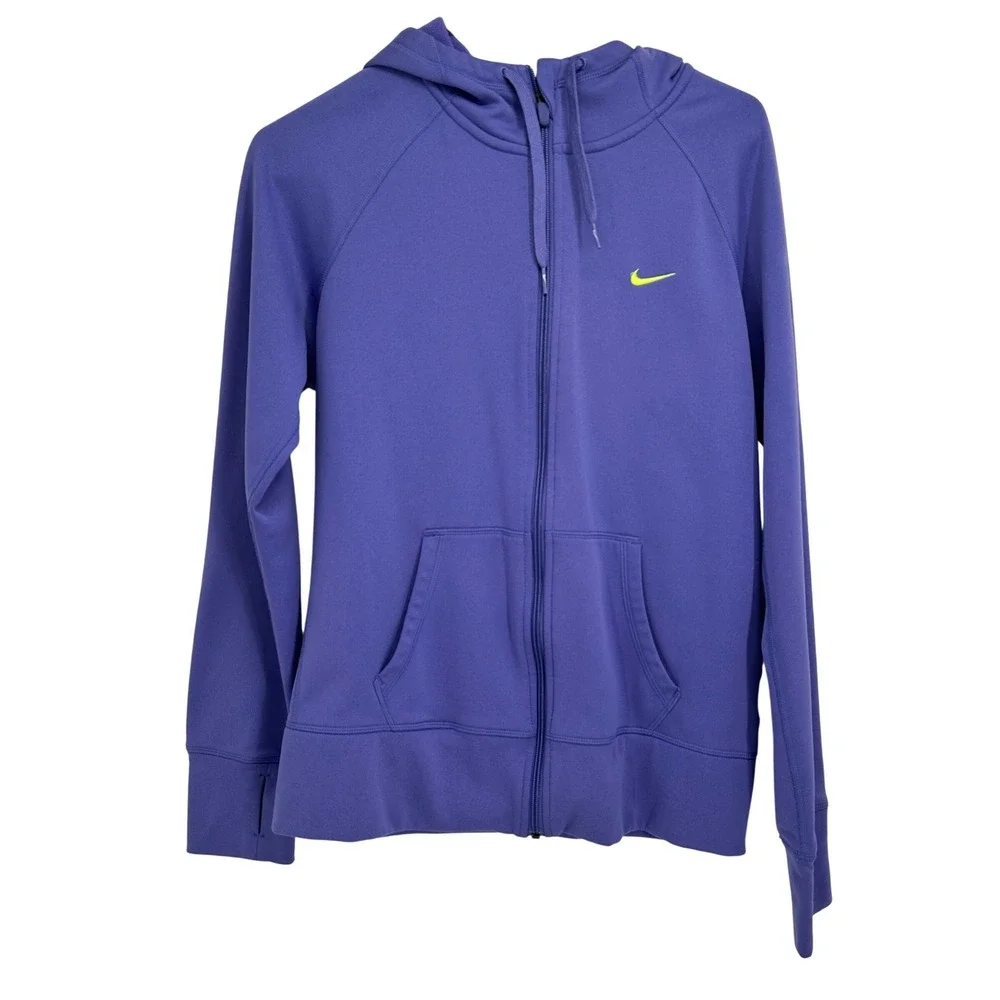 Nike Therma-FIT Hoodie Womens Medium Purple Full Zip Fleece Sweatshirt Active
